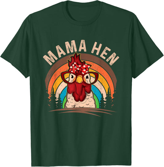 Mama Hen Vintage Retro Chicken Mom Chicken Lady Mother's Day T-Shirt - T-Shirt | Forest