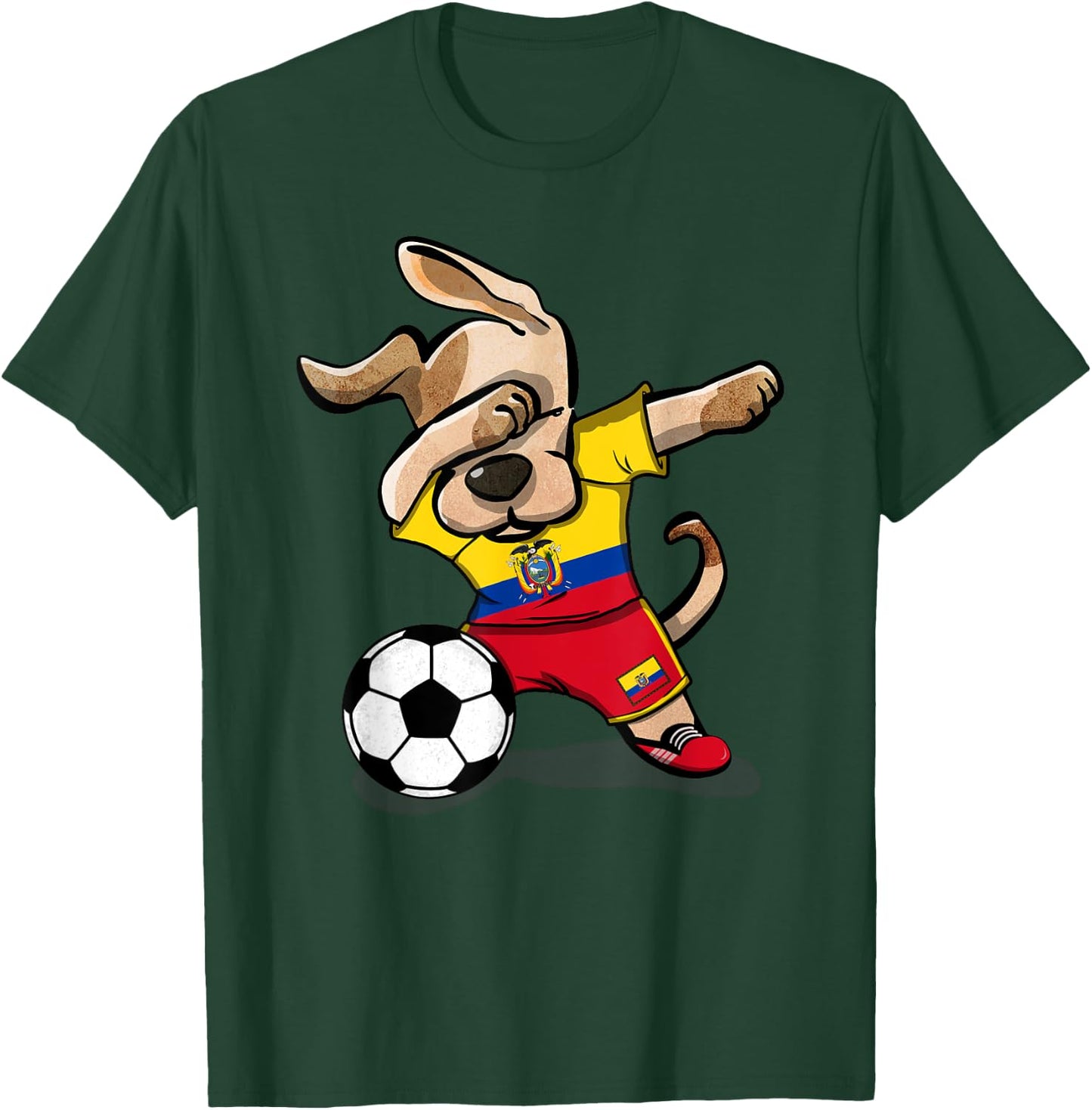 Dabbing Dog Ecuador Soccer Ecuadorean Flag Football Lovers Women Girls Kids T-Shirt - T-Shirt | Forest