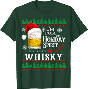 Funny Holiday Spirit Whisky Ugly Christmas Sweater T-Shirt - T-Shirt | Forest
