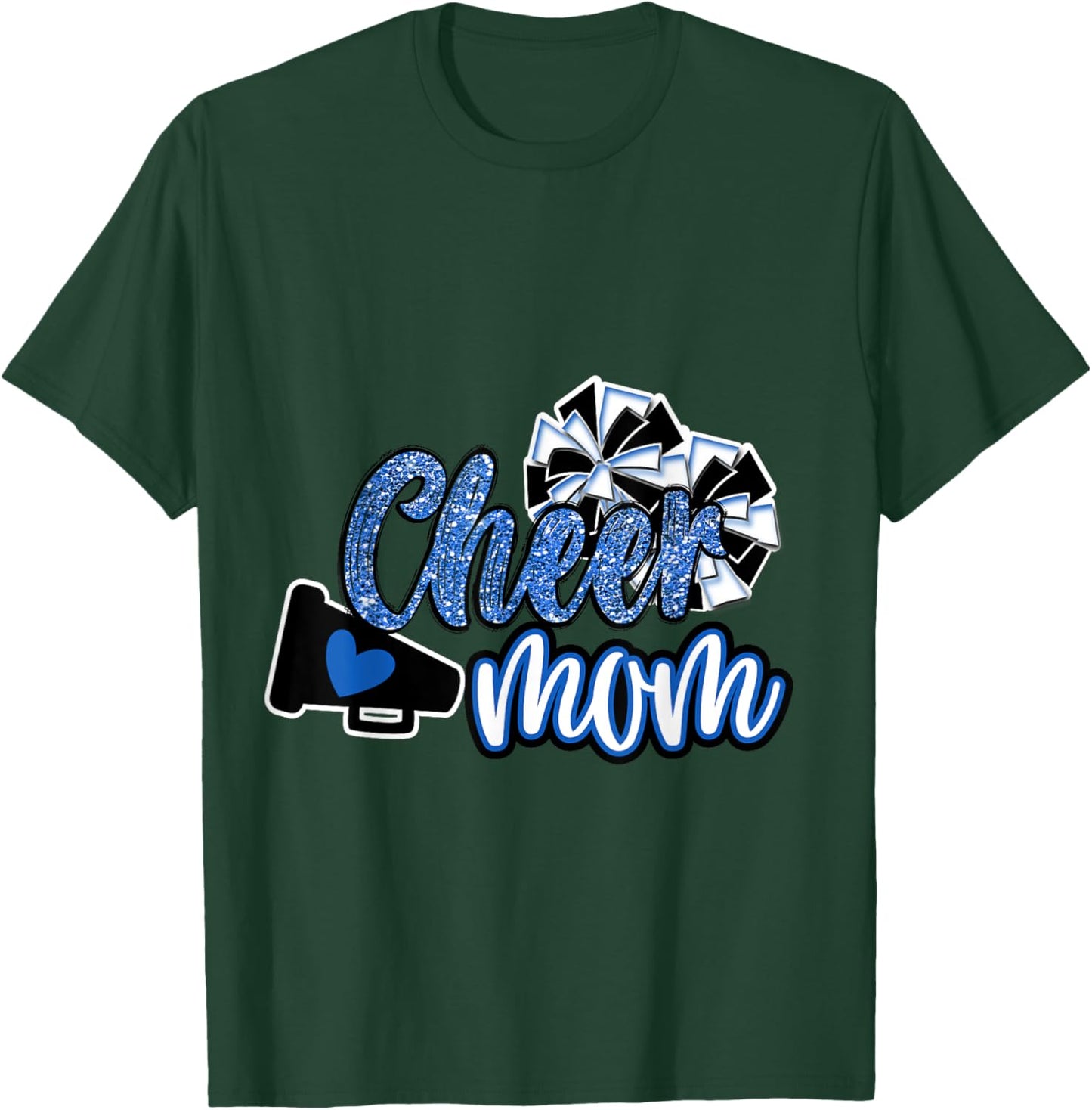 Cheer Mom Shirt, Megaphone Blue Leopard Cheetah Print T-Shirt - T-Shirt | Forest