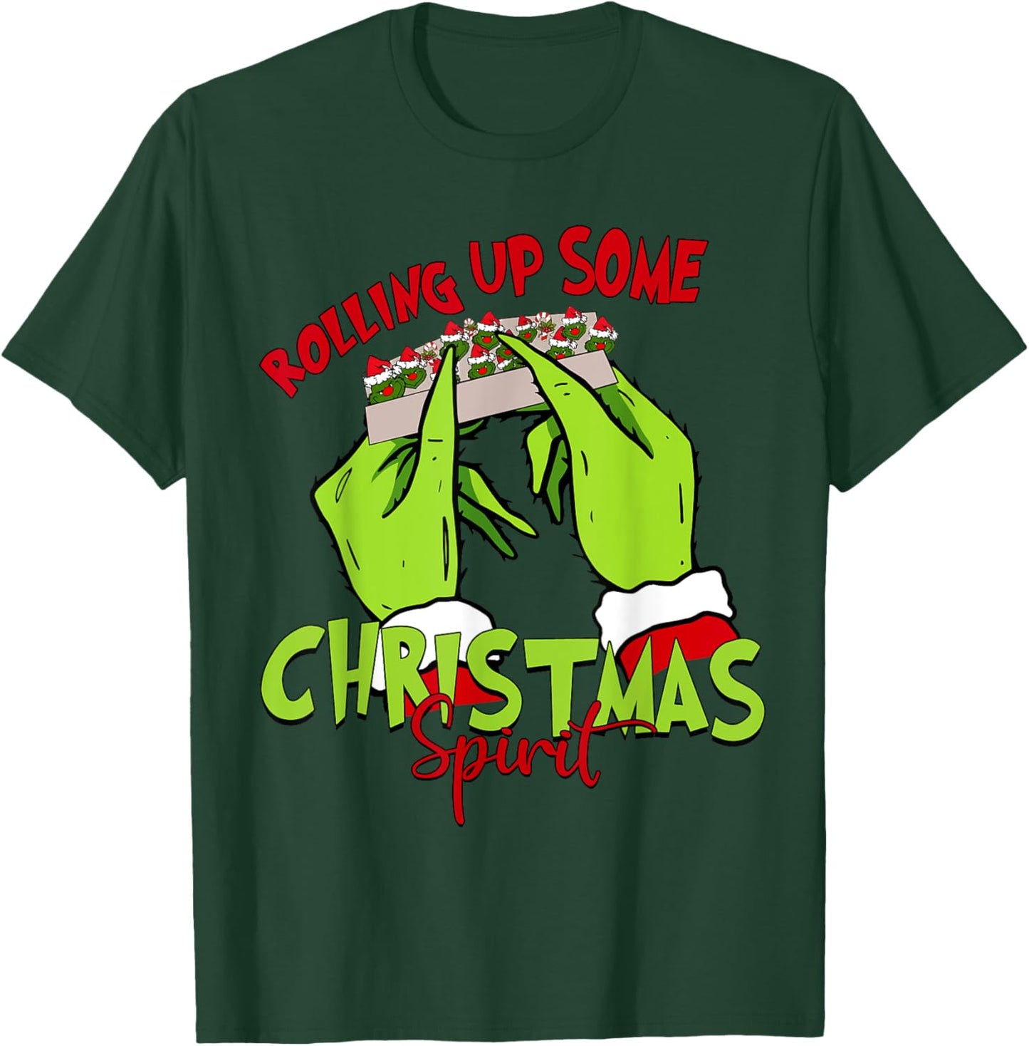 Rolling Up Some Christmas Spirit Xmas Santa Pajamas Holiday T-Shirt - T-Shirt | Forest