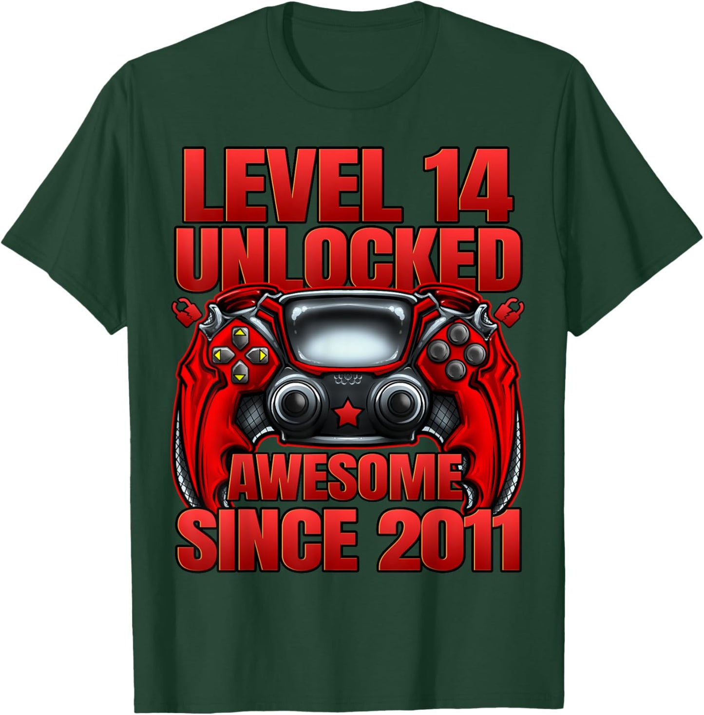 Level 14 Unlocked 14 Year Old Gifts Boys 14th Birthday Boy T-Shirt - T-Shirt | Forest