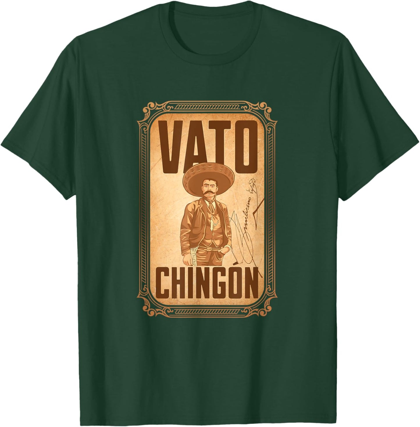 Vato Chingón. Emiliano Zapata portrait T-Shirt - T-Shirt | Forest