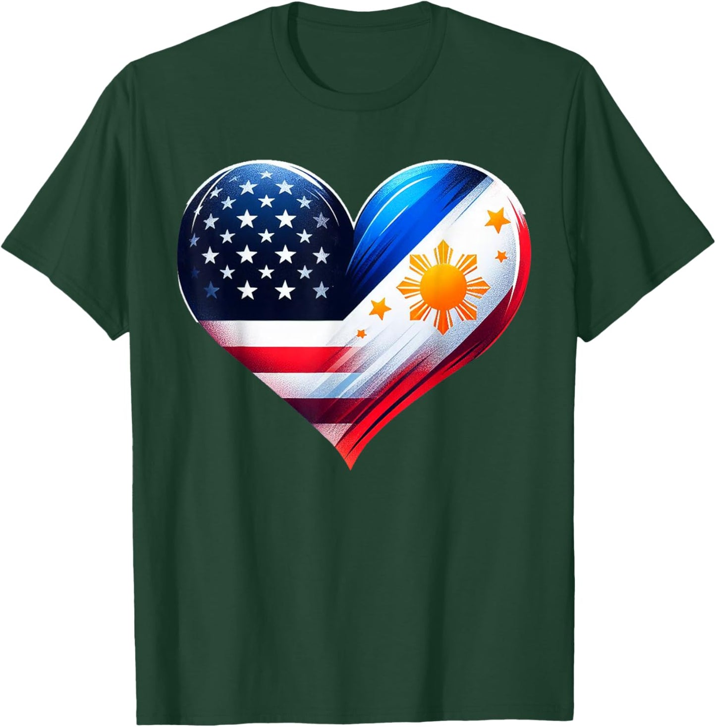 Philippines Flag Proud Filipino Wife Heart Philippines USA T-Shirt - T-Shirt | Forest