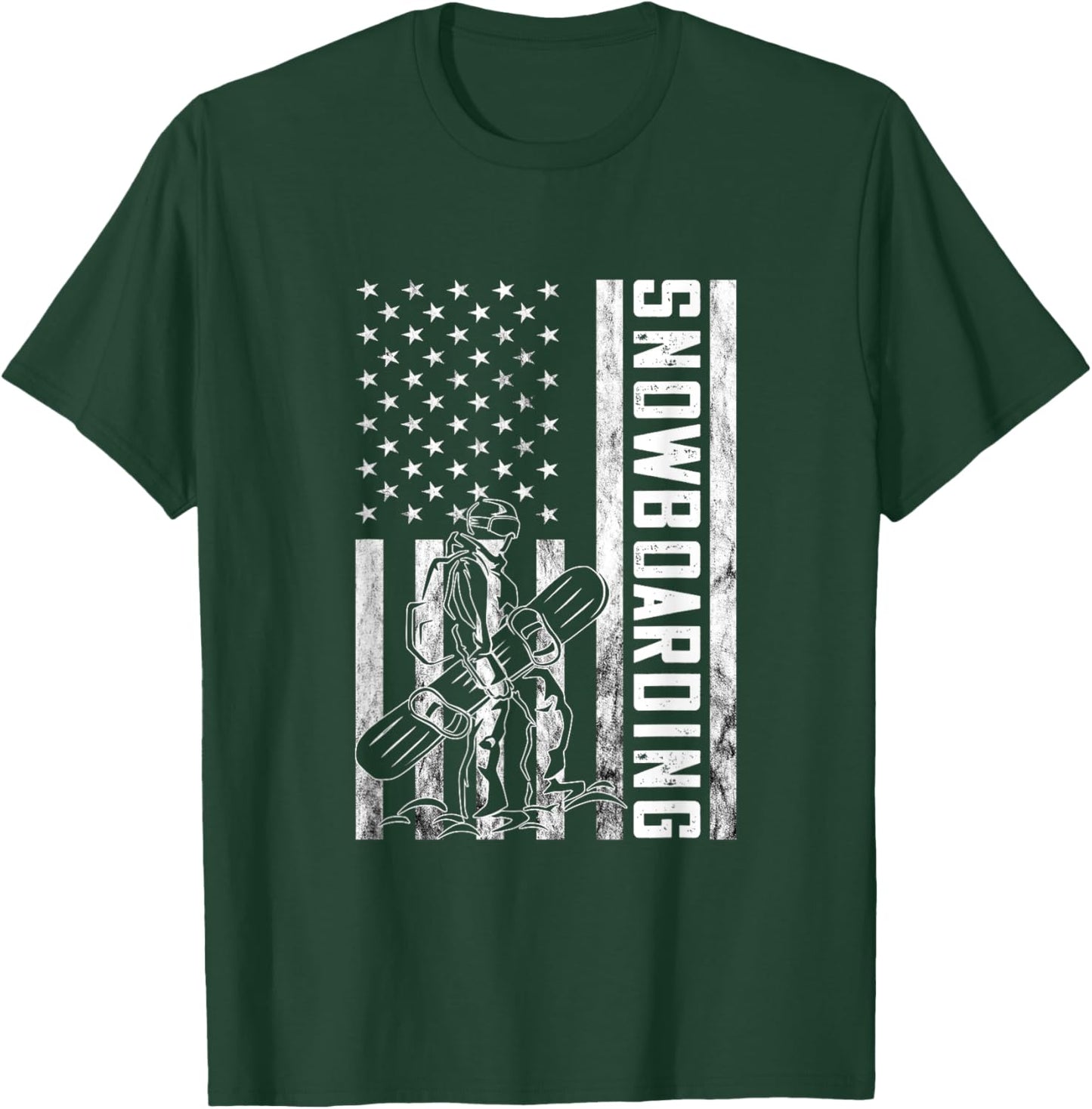 Snowboarding Vintage Snowboarder USA Flag America Snowboard T-Shirt - T-Shirt | Forest