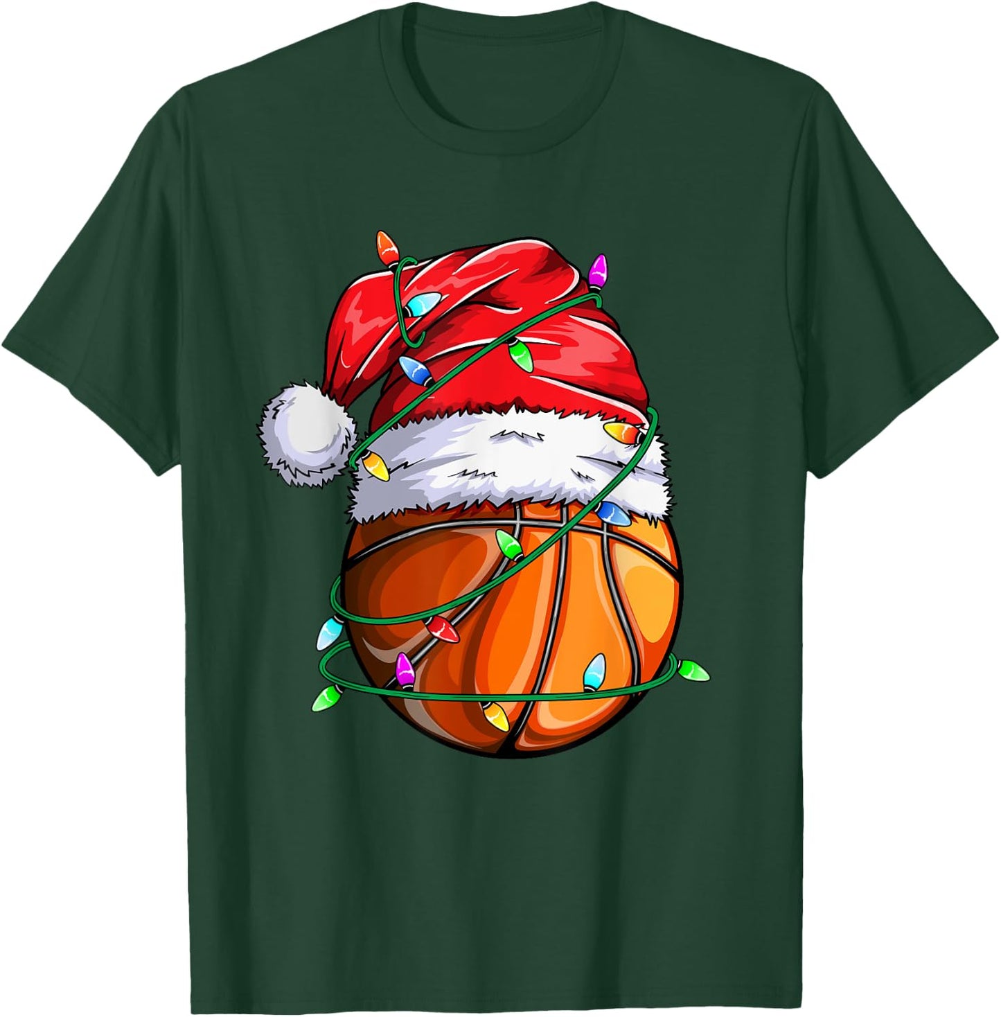 Santa Sports Design- Christmas Hooper Basketball Player T-Shirt - T-Shirt | Forest