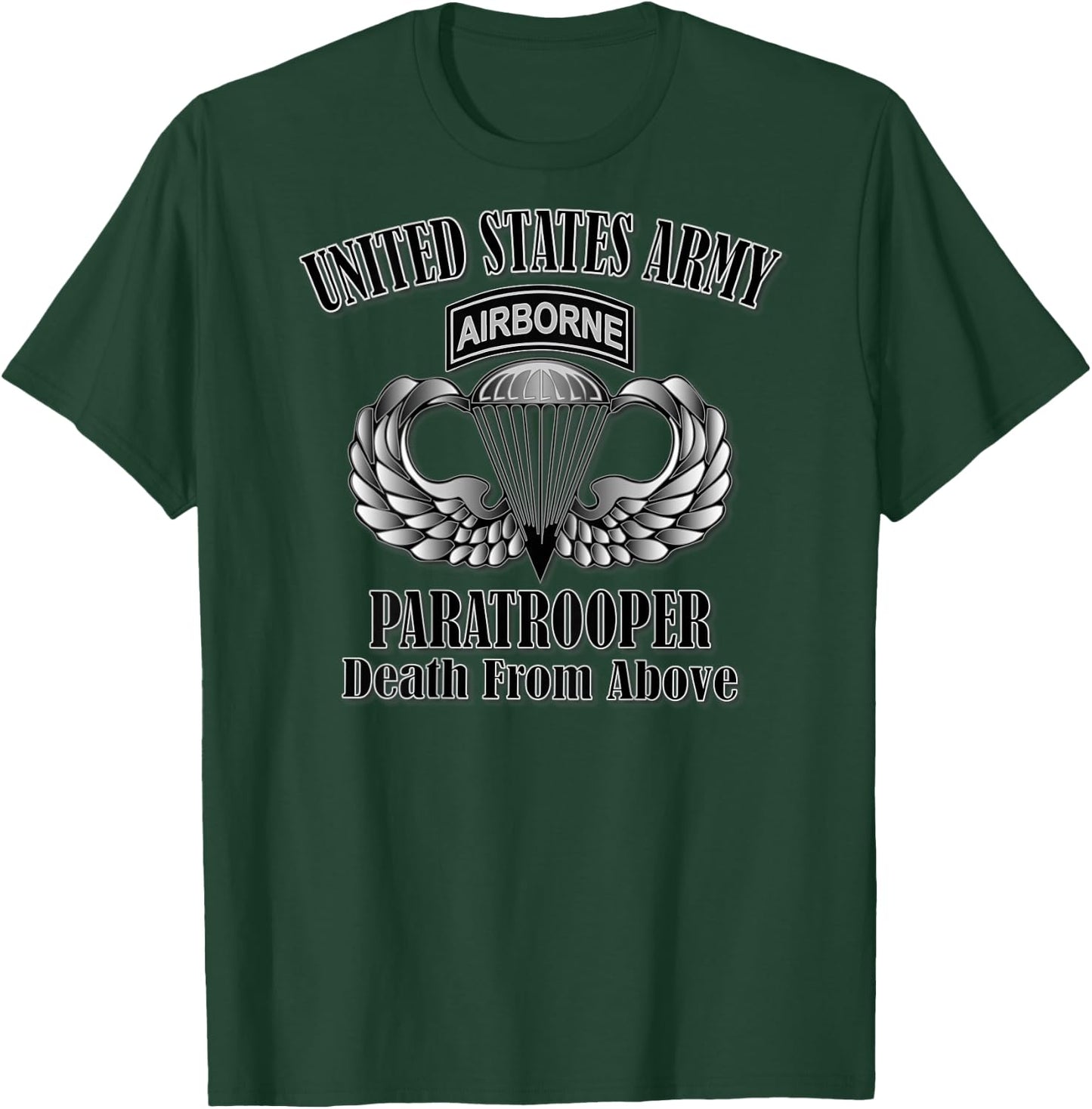 U.S. Army Paratrooper- Death From Above (Back Design) T-Shirt - T-Shirt | Forest
