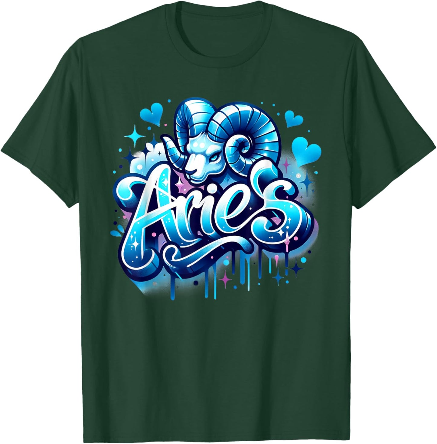 Blue Aries Zodiac Star Sign T-Shirt - T-Shirt | Forest
