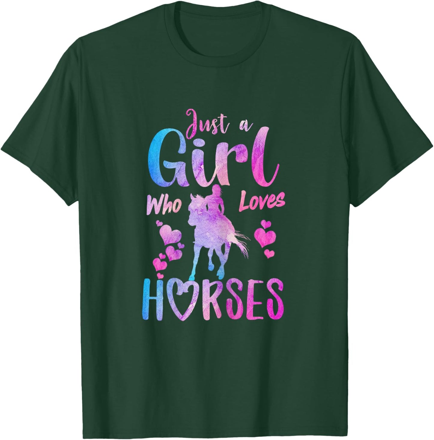 Just A Girl Who Loves Horses Riding Cute Horse Girls Women T-Shirt - T-Shirt | Forest