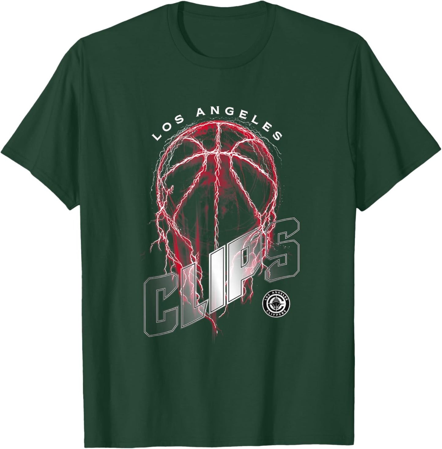 Los Angeles Clippers NBA Lightning Bolt Basketball Logo - -Adults - Black - Small - Short Sleeve - - Modern - Solid - - 1 Count T-Shirt - T-Shirt | Forest