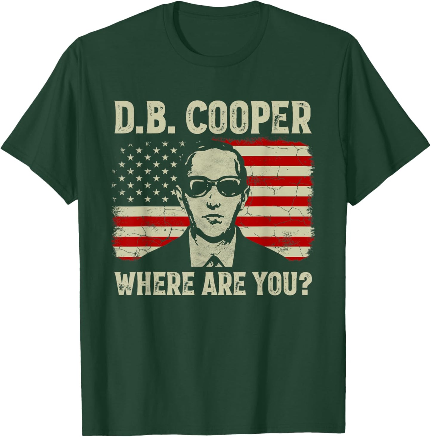 DB Cooper Where Are You D.B. Coopers Vintage US Flag T-Shirt - T-Shirt | Forest