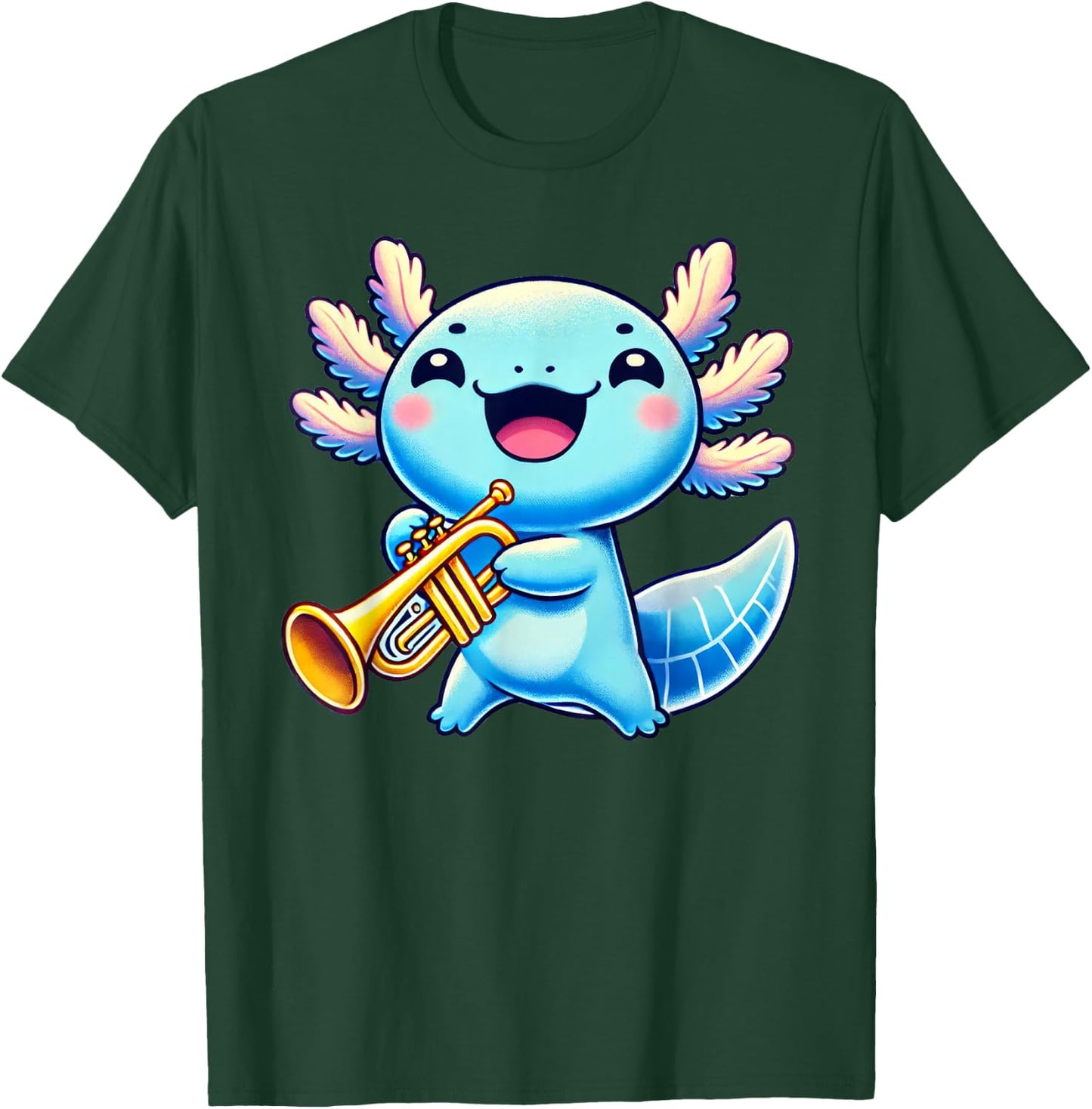 Axolotl Playing Trumpet Axolotls Musician Music T-Shirt - T-Shirt | Forest