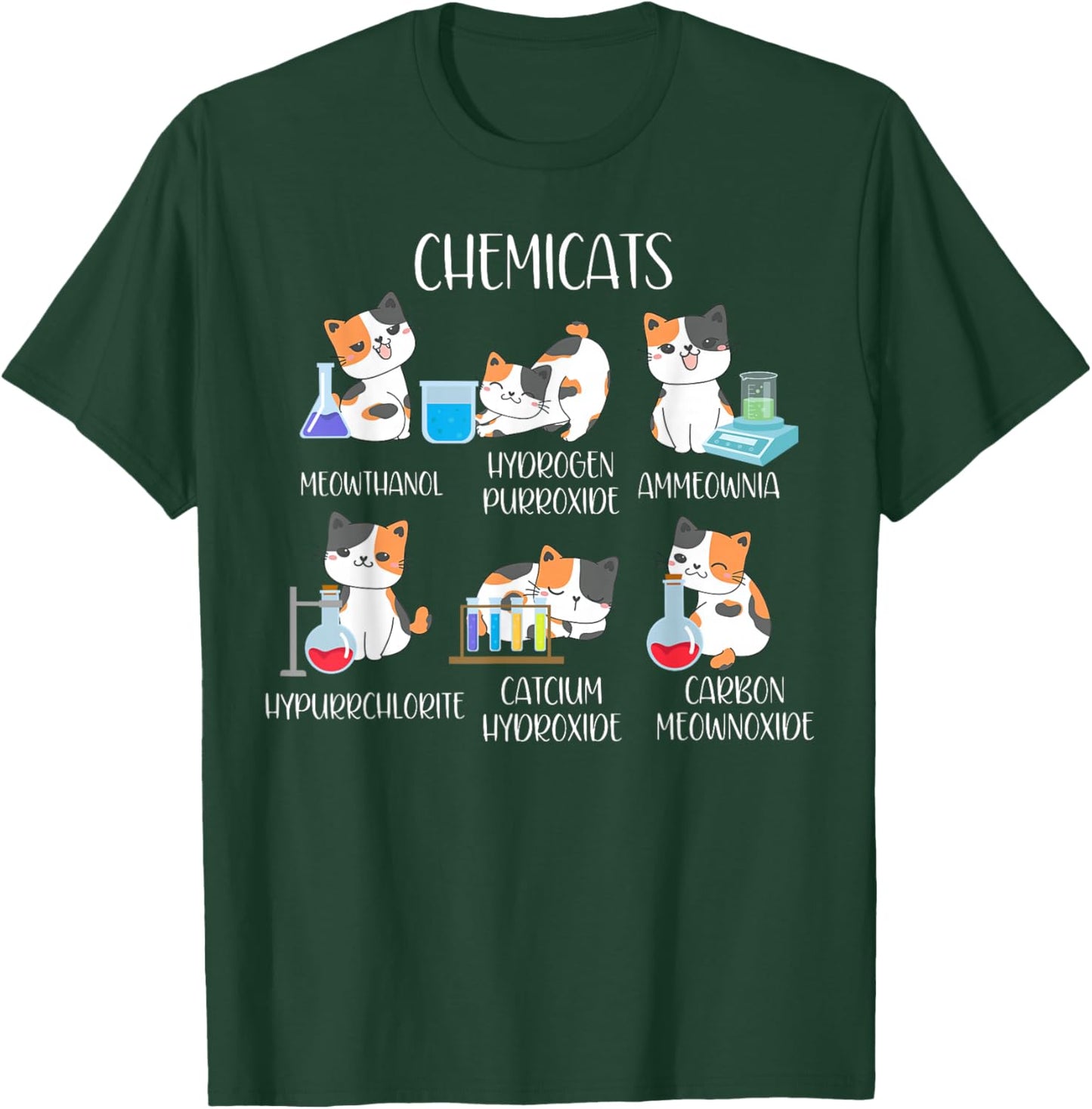 Cute Cats Scientist Science Teacher Cat Lover , -Adults, Black, Small, Short Sleeve T-Shirt - T-Shirt | Forest