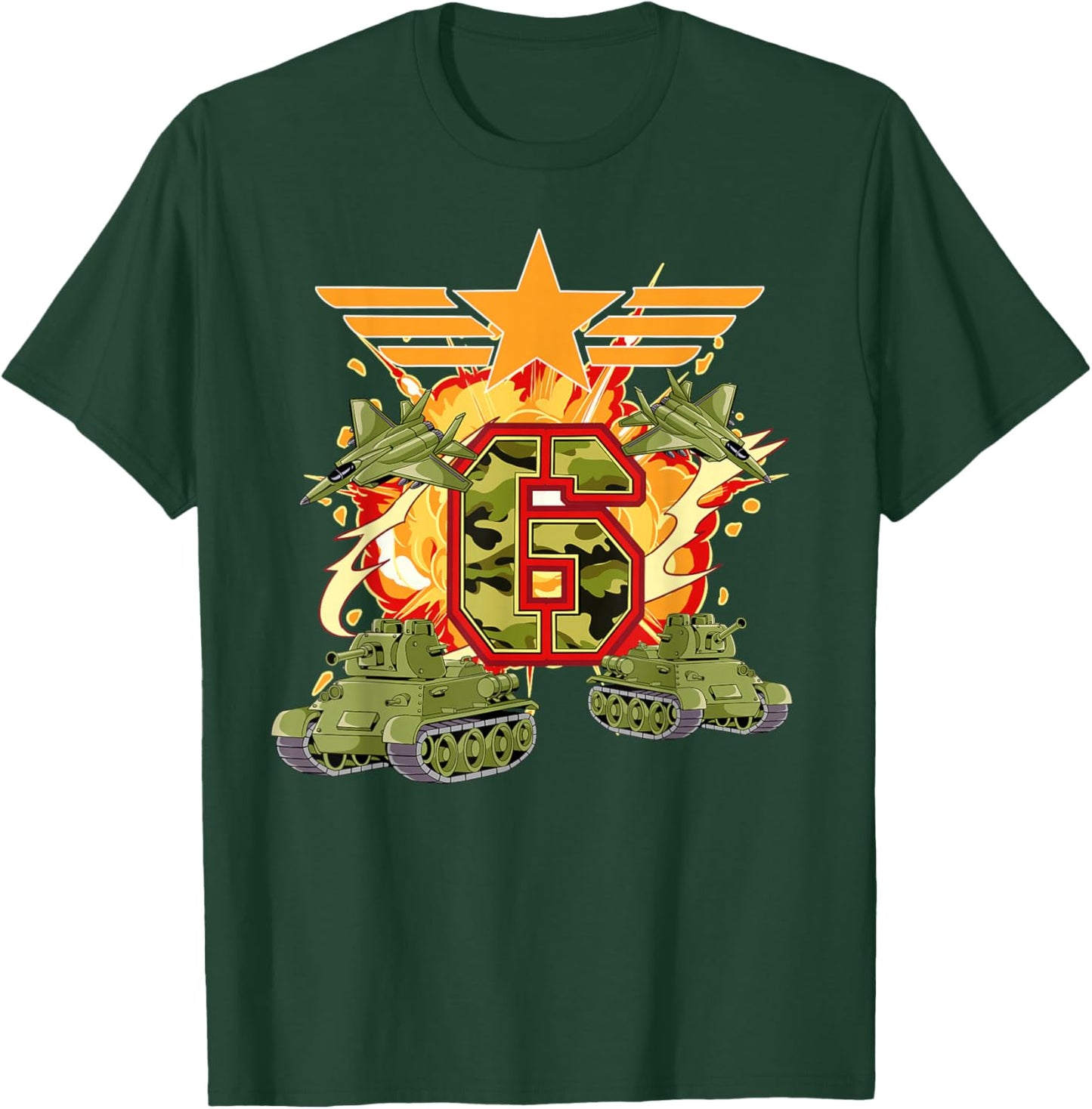 6th Birthday Army T-Shirt - T-Shirt | Forest