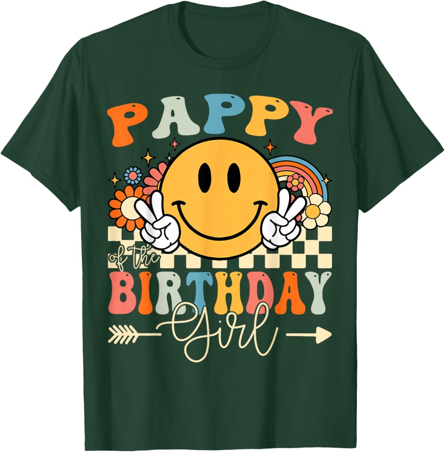Pappy Of The Birthday Girl Groovy Retro Vintage T-Shirt - T-Shirt | Forest