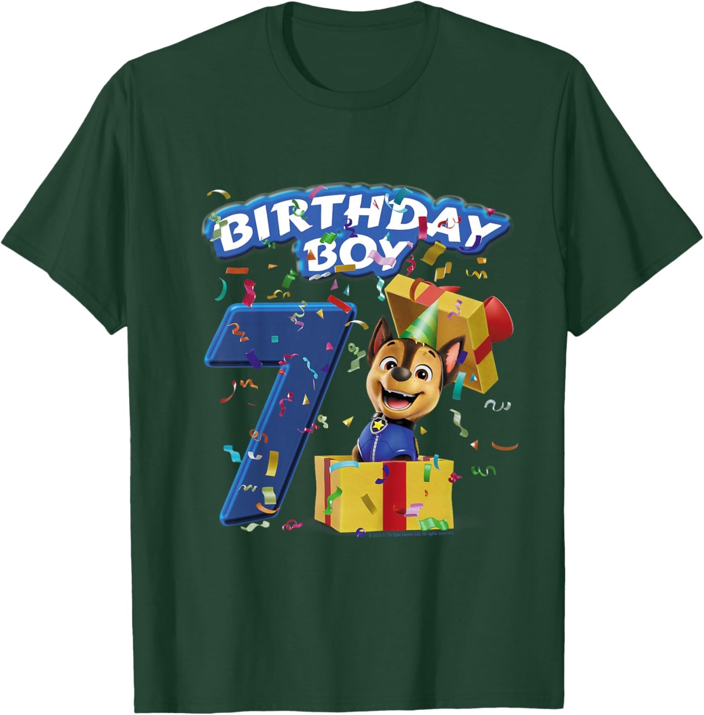 Official Paw Patrol Chase Birthday Boy Age 7 T-Shirt - T-Shirt | Forest