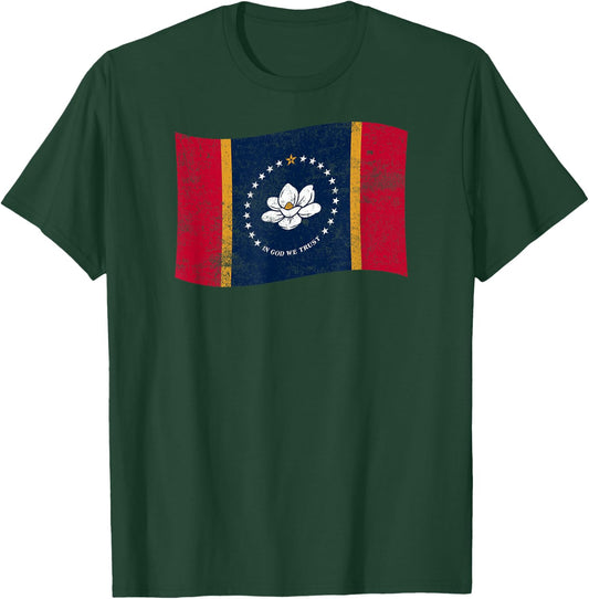 Mississippi Waving State Flag – MS Mississippian T-Shirt - T-Shirt | Forest