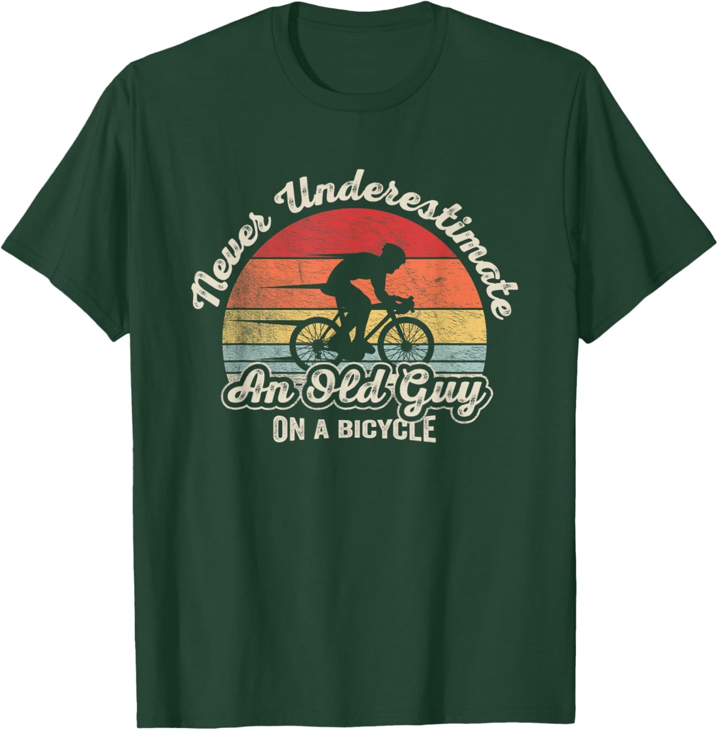 Retro Vintage Never Underestimate An Old Guy On A Bicycle T-Shirt - T-Shirt | Forest