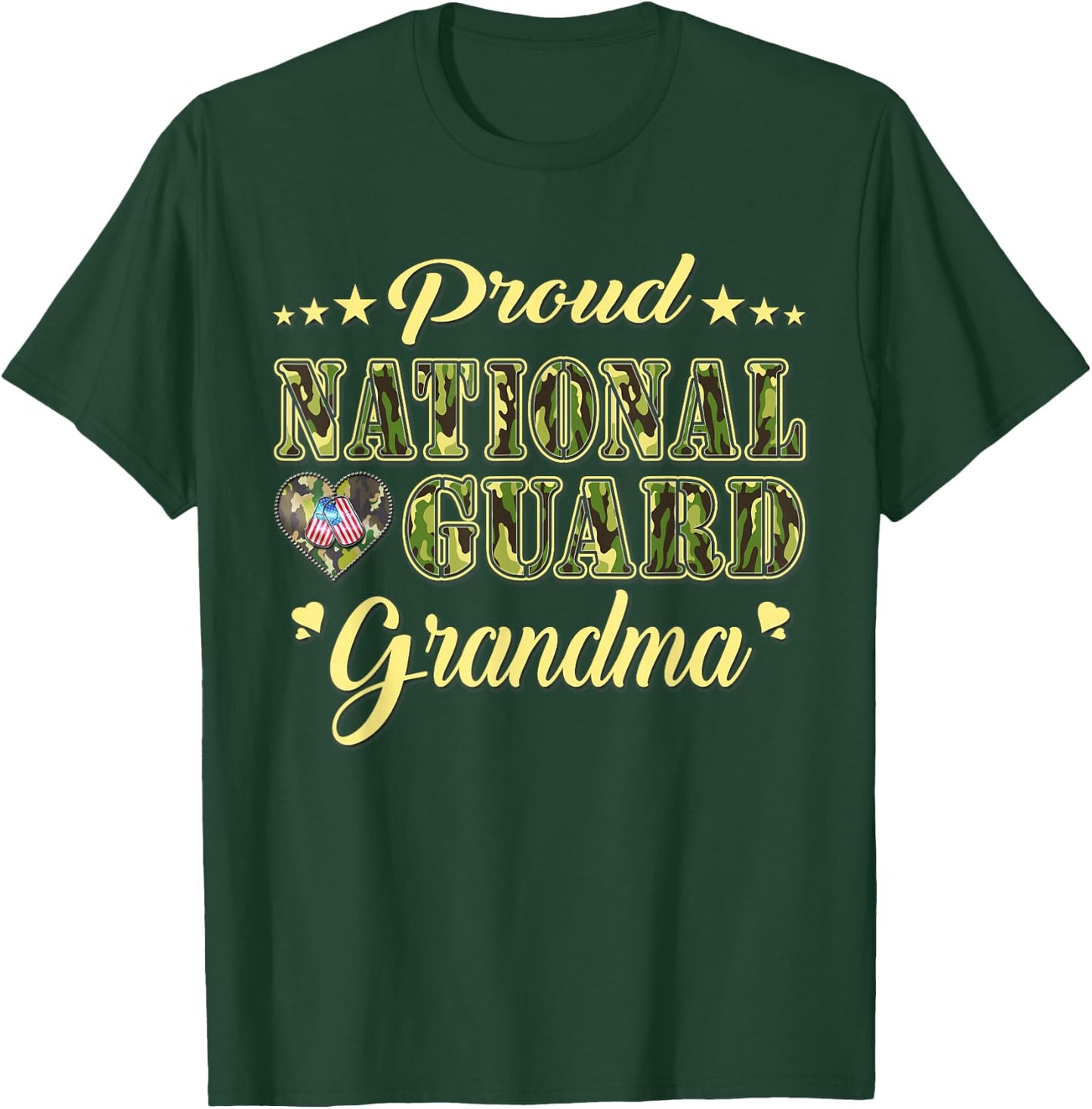 Proud National Guard Grandma Dog Tag Heart Army Grandmother T-Shirt - T-Shirt | Forest