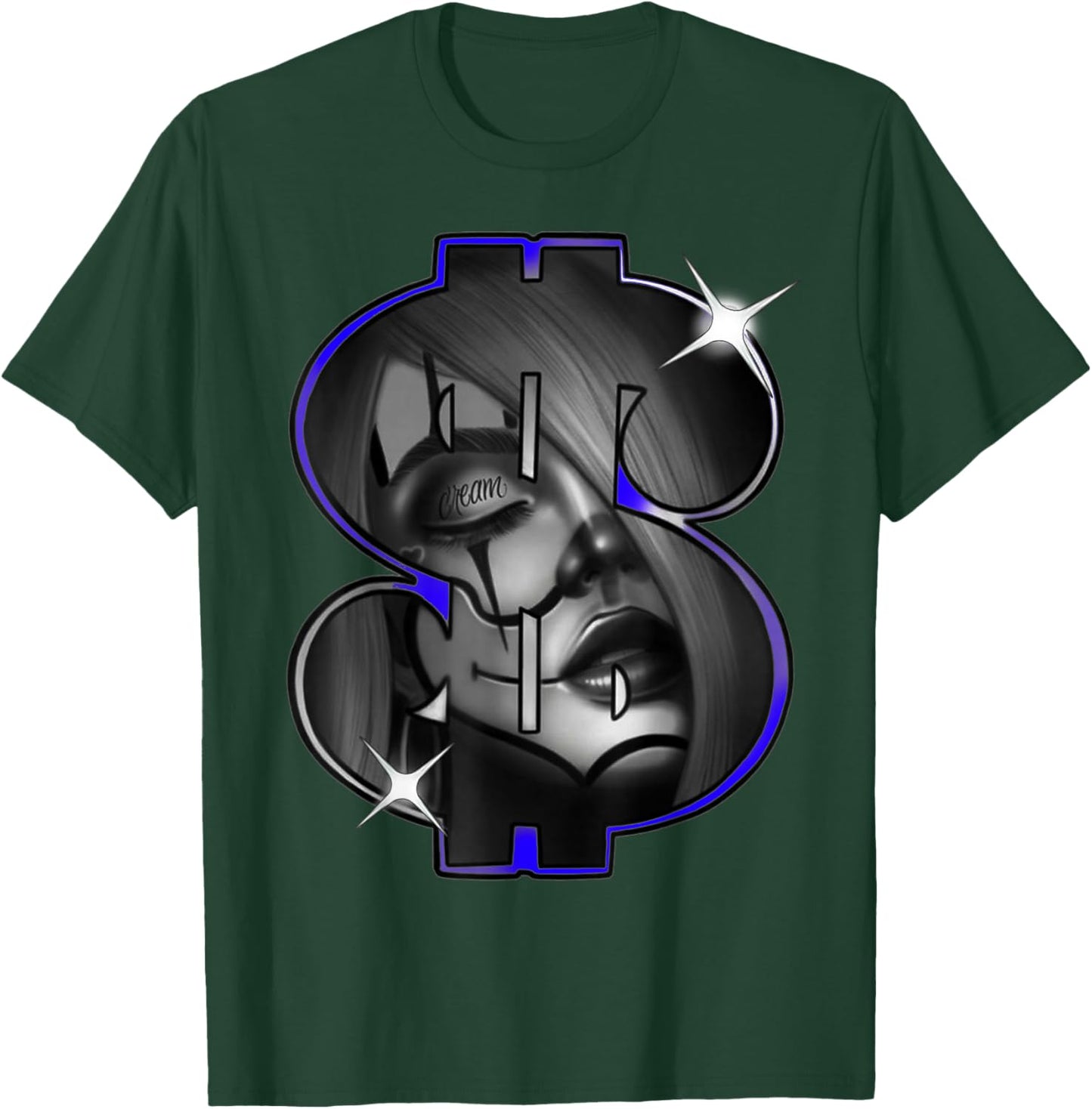 Chicano Payasa Clown Girl Money Symbol Indigo T-Shirt - T-Shirt | Forest