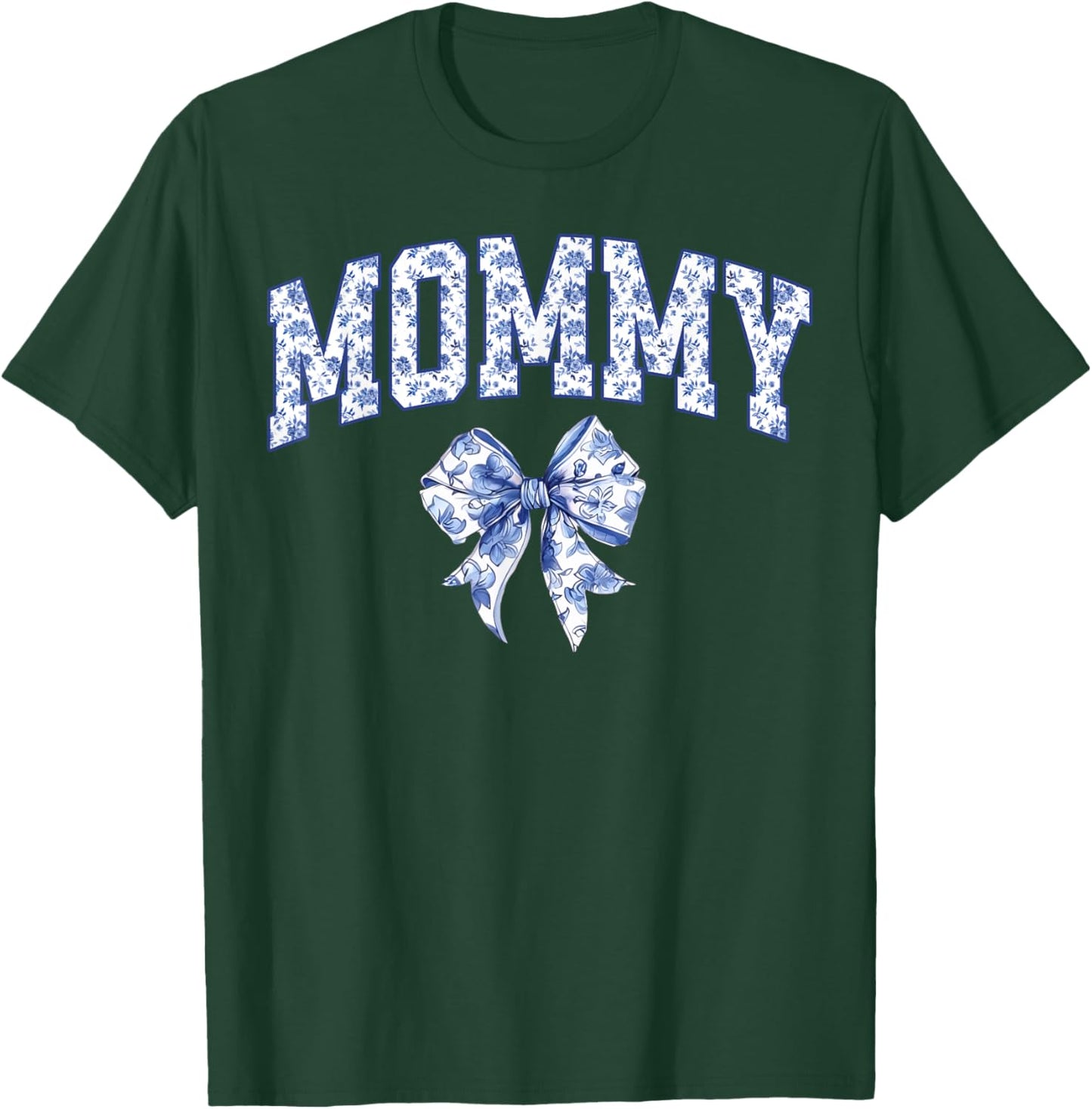 Mommy Coquette Toile Blue Bow Floral Family Matching T-Shirt - T-Shirt | Forest