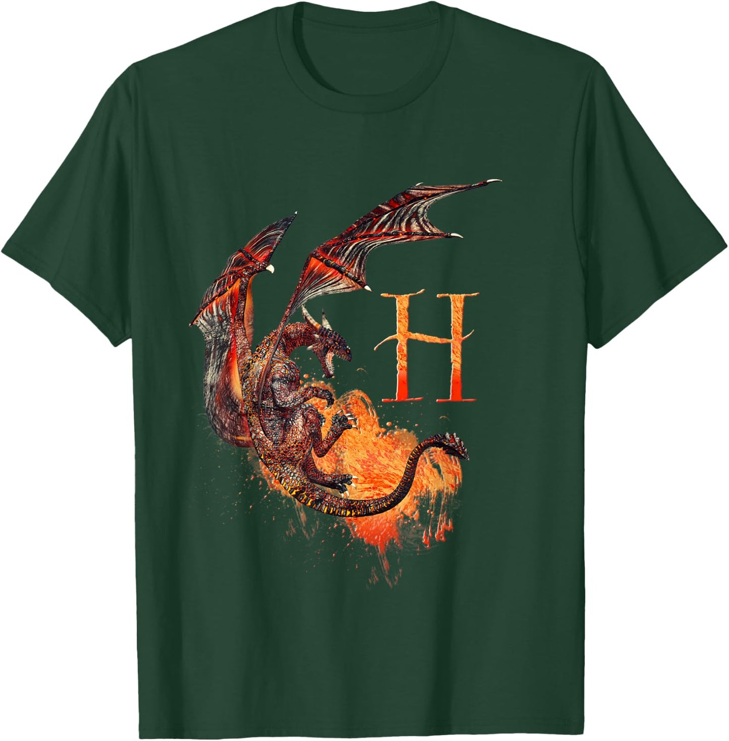 Letter H Dragon monogram T-Shirt - T-Shirt | Forest