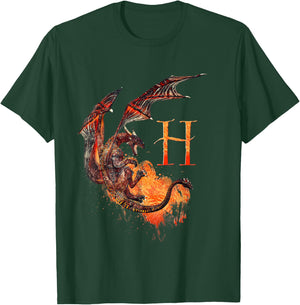 Letter H Dragon monogram T-Shirt - T-Shirt | Forest