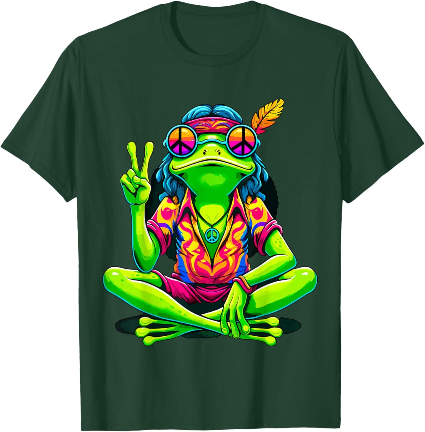 Hippie Frog Peace Sign T-Shirt - T-Shirt | Forest