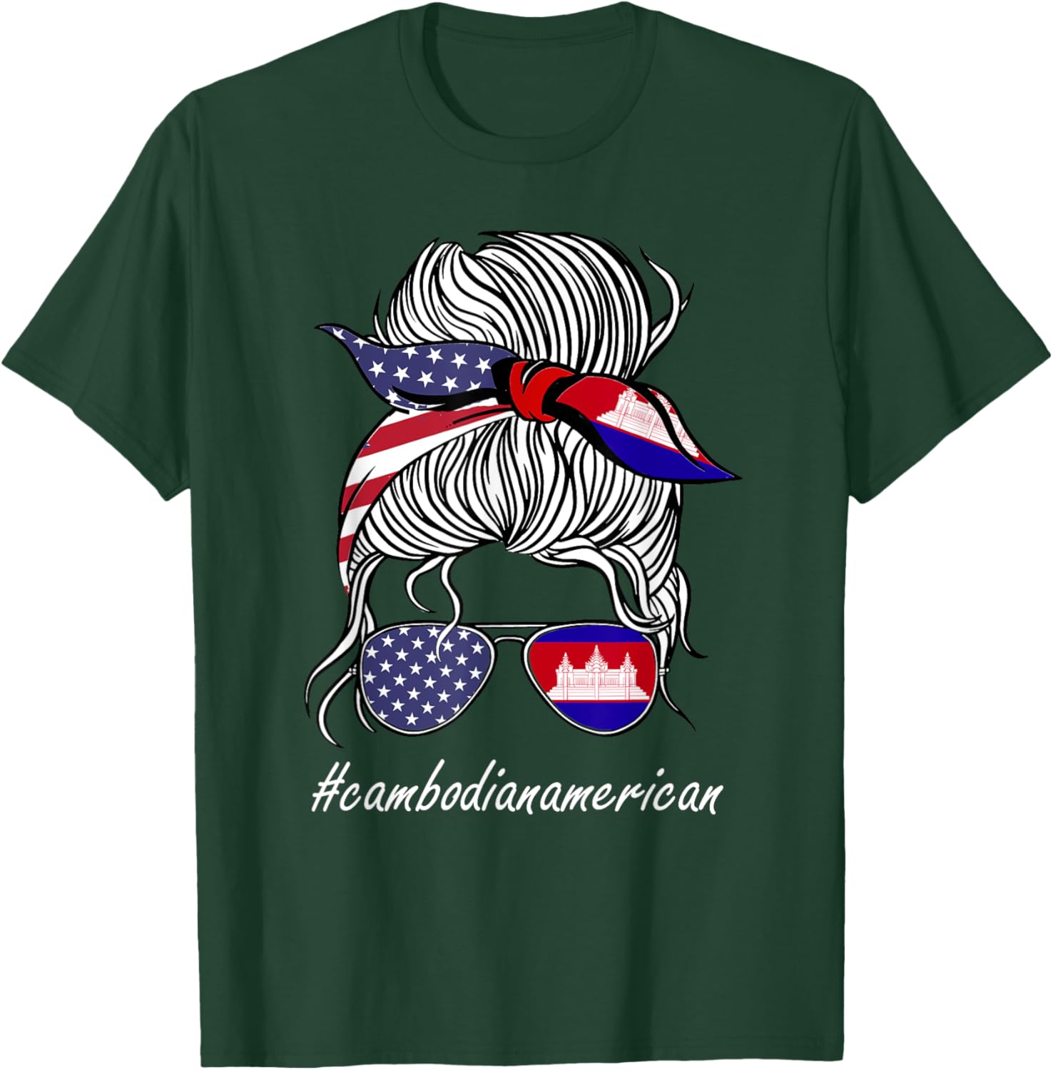 Cambodia Women Heritage American Grown Girl Bulgaria Flag T-Shirt - T-Shirt | Forest