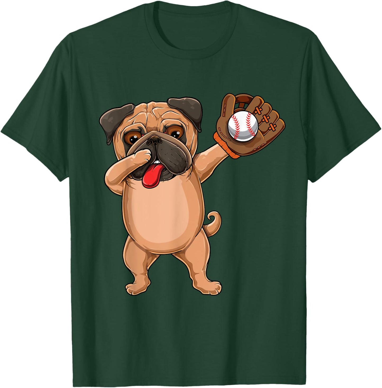 Dabbing Cute Baseball pr Softball Pug dog breed- Dab Men Women Girls Kids T-Shirt - T-Shirt | Forest