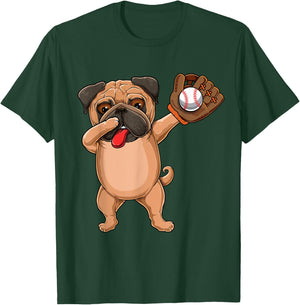Dabbing Cute Baseball pr Softball Pug dog breed- Dab Men Women Girls Kids T-Shirt - T-Shirt | Forest