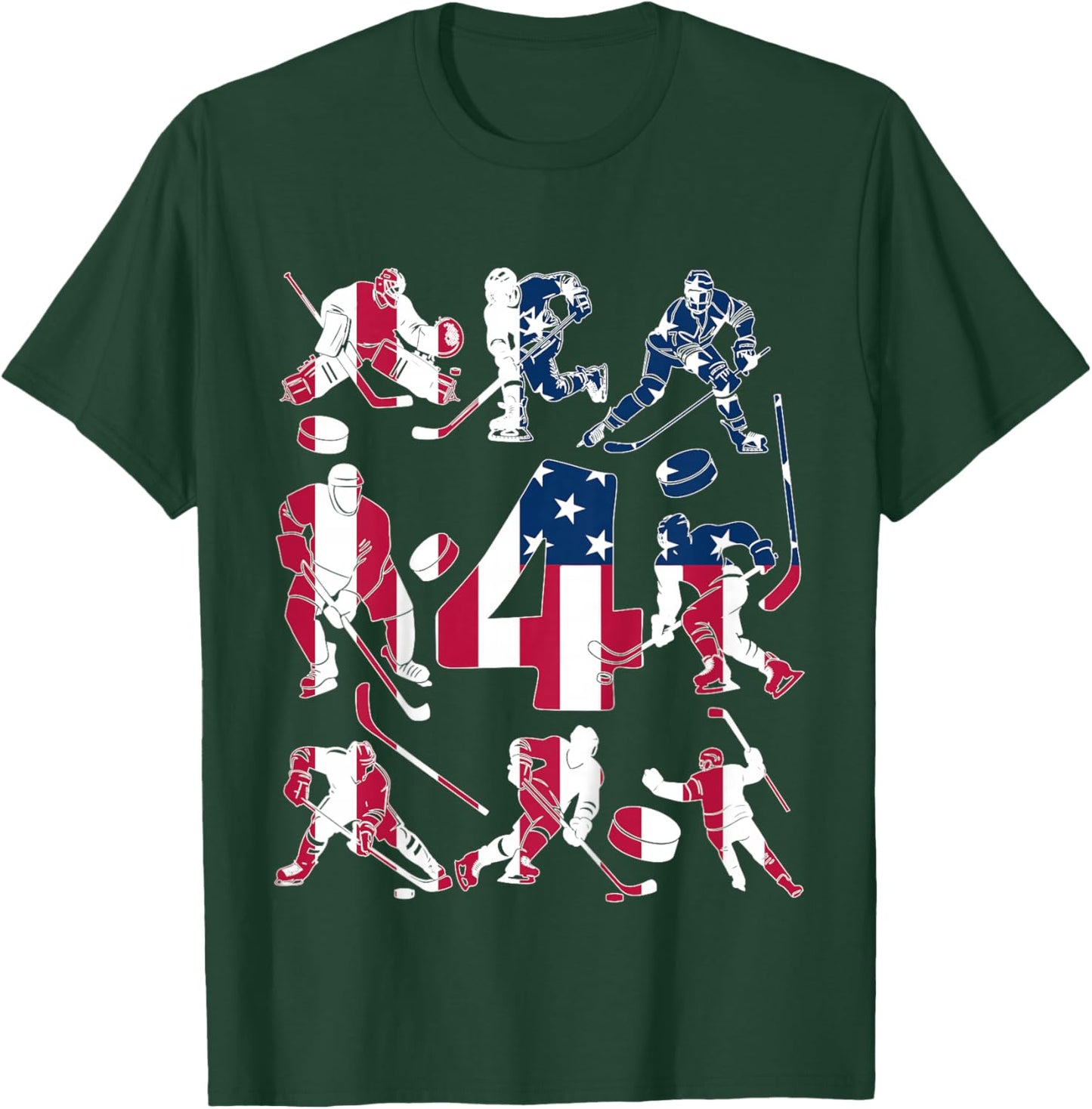 Number 4 Years Ice Hockey 4th Birthday T-Shirt - T-Shirt | Forest