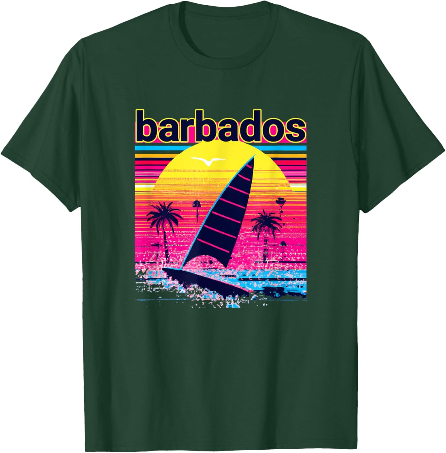 Barbados Retro 80s Style Souvenir Beach T-Shirt - T-Shirt | Forest