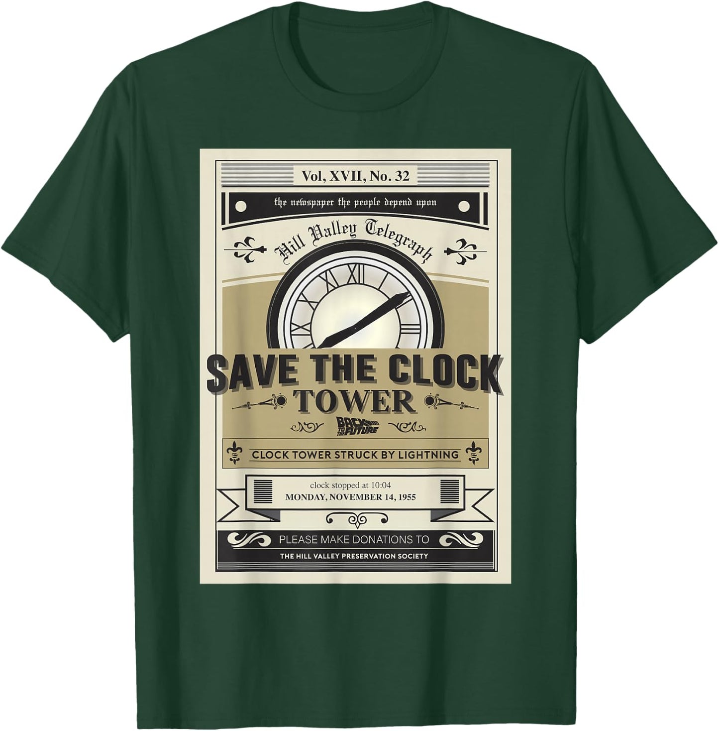 Back to the Future Clock Tower Poster Graphic T-Shirt - T-Shirt | Forest