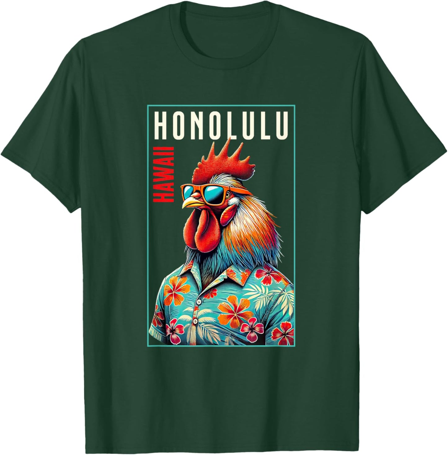 Honolulu Hawaii Beach Chicken Rooster Lover Men Women Girls Kids T-Shirt - T-Shirt | Forest