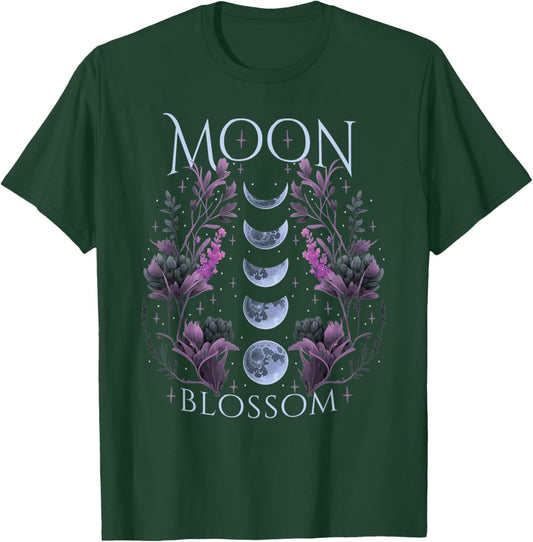 Moon Phases Mystical Flowers T-Shirt - T-Shirt | Forest