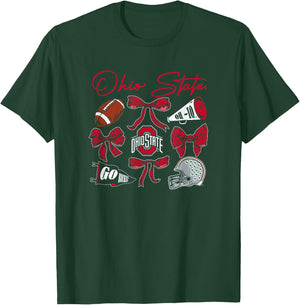 Ohio State Buckeyes Football Bows Black Officially Licensed T-Shirt - T-Shirt | Forest