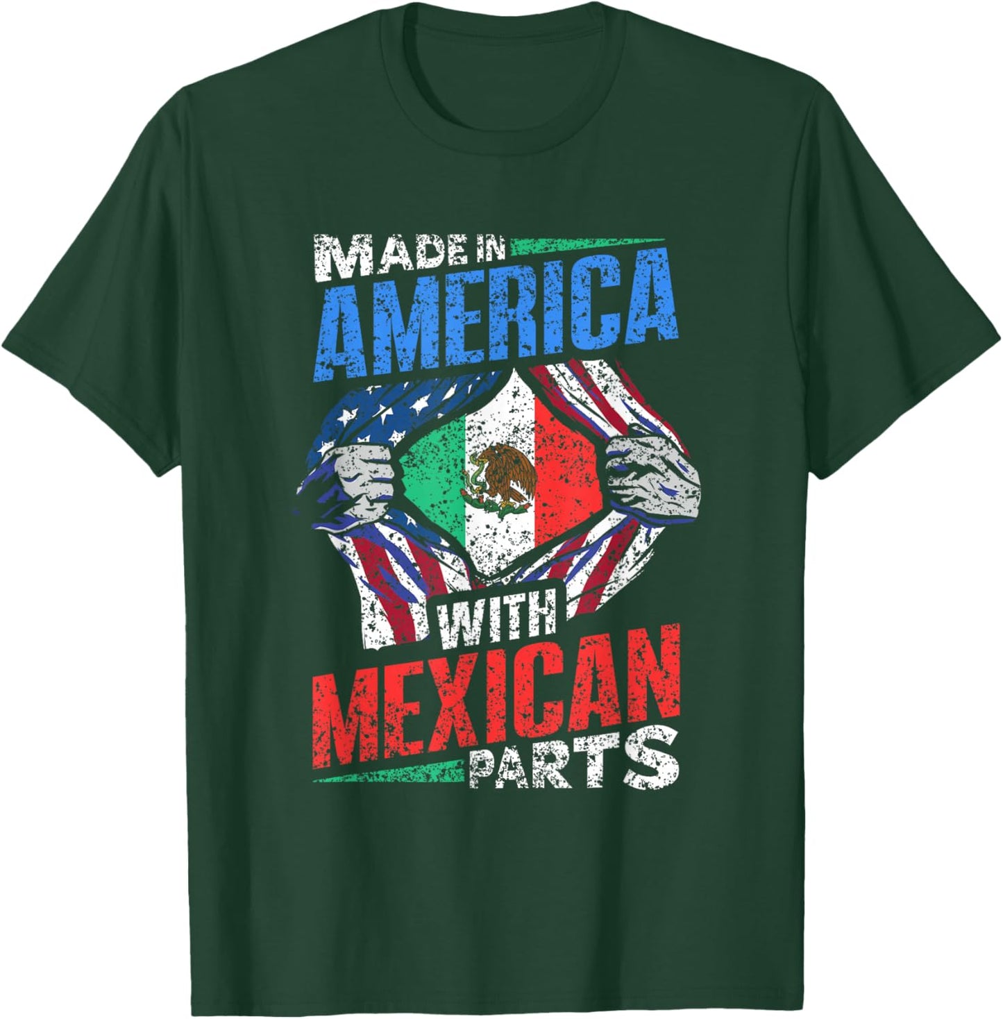 Made In America With Mexican Parts Country Lover Mexico Us T-Shirt - T-Shirt | Forest