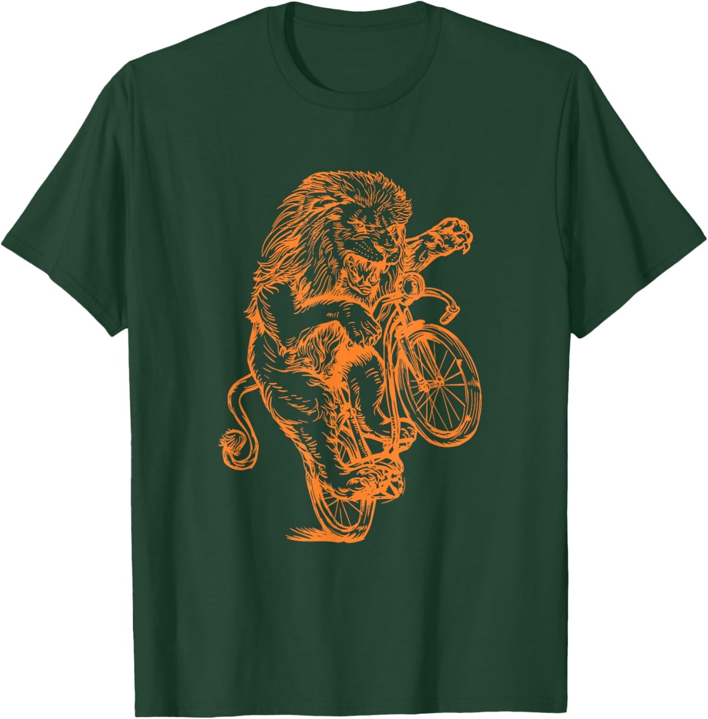 Lion Cycling Bicycle Animal Bicycling Riding Biking Bike T-Shirt - T-Shirt | Forest