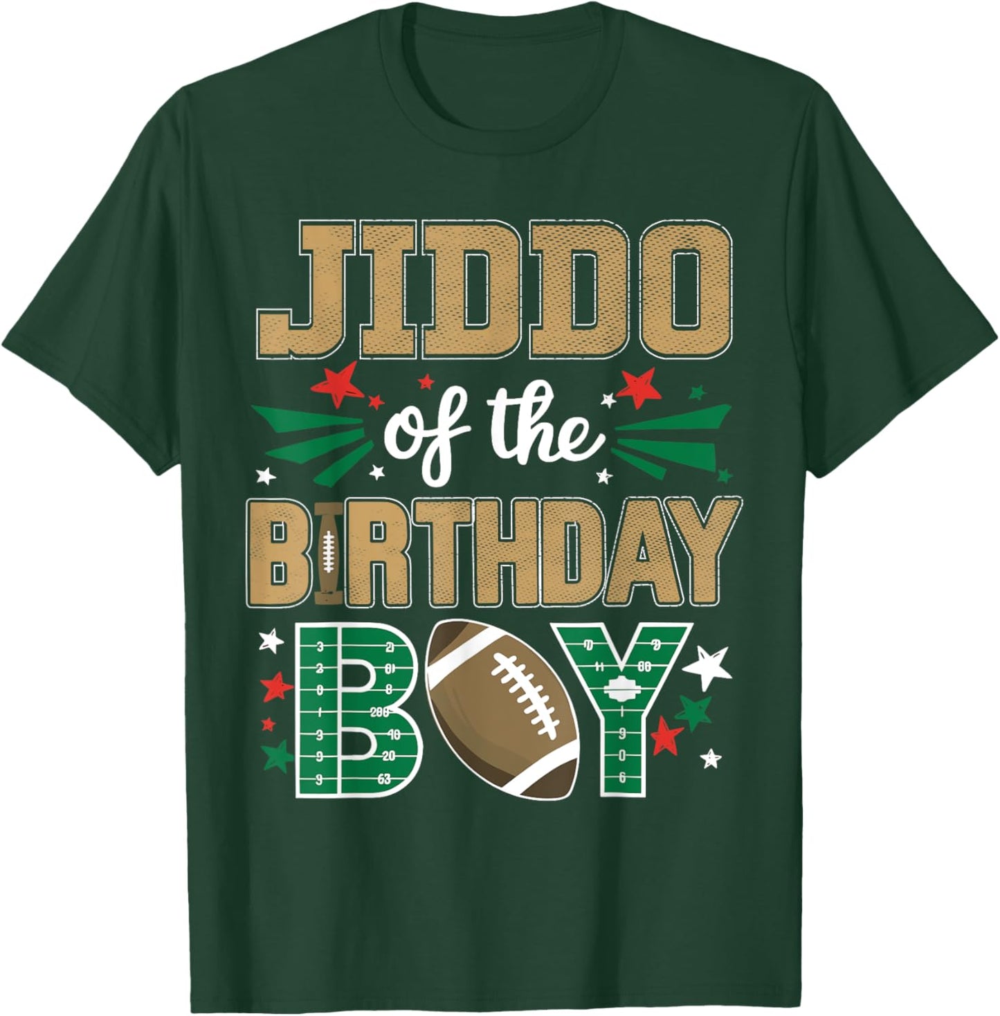 Jiddo of the Birthday Boy Football Family Bday Party Grandpa T-Shirt - T-Shirt | Forest