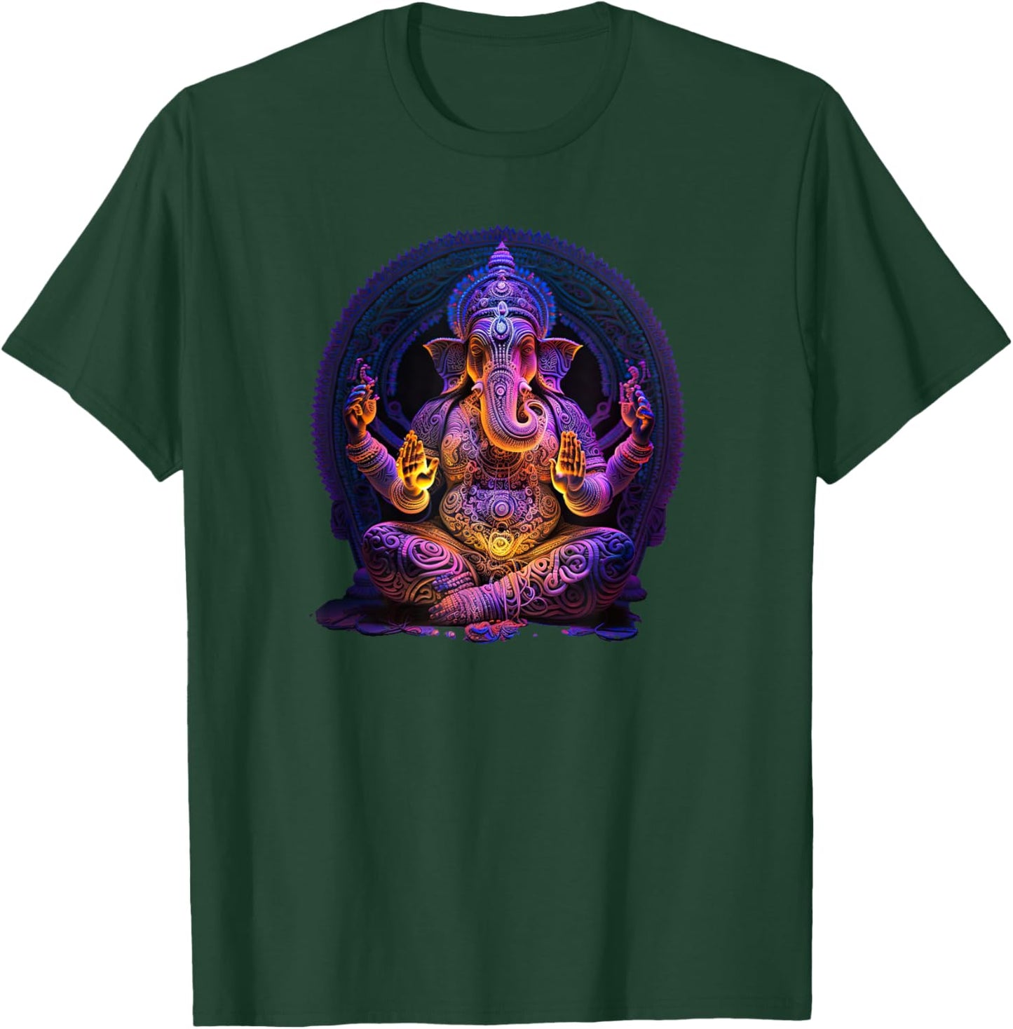 Ganesh Elephant Hindu Yoga Spiritual Meditation T-Shirt - T-Shirt | Forest