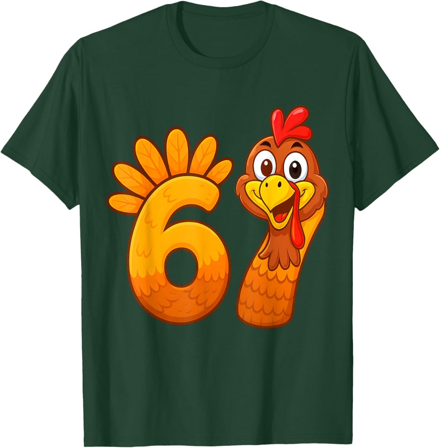 Funny 67 Thanksgiving Meme Turkey Six Seven Costume Boy Girl T-Shirt - T-Shirt | Forest
