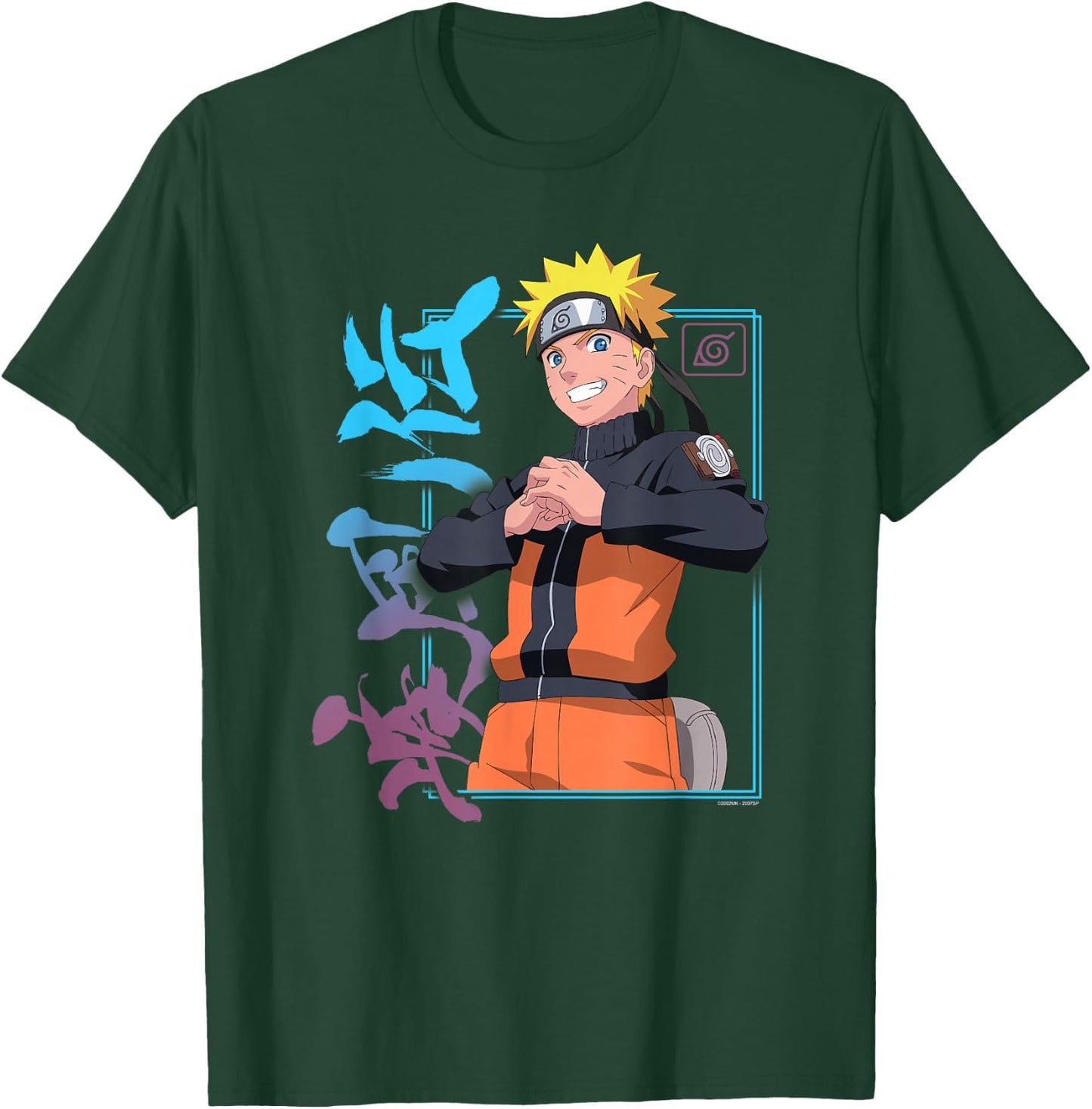 Naruto Shippuden Naruto Kanji Frame Colorful Anime T-Shirt - T-Shirt | Forest