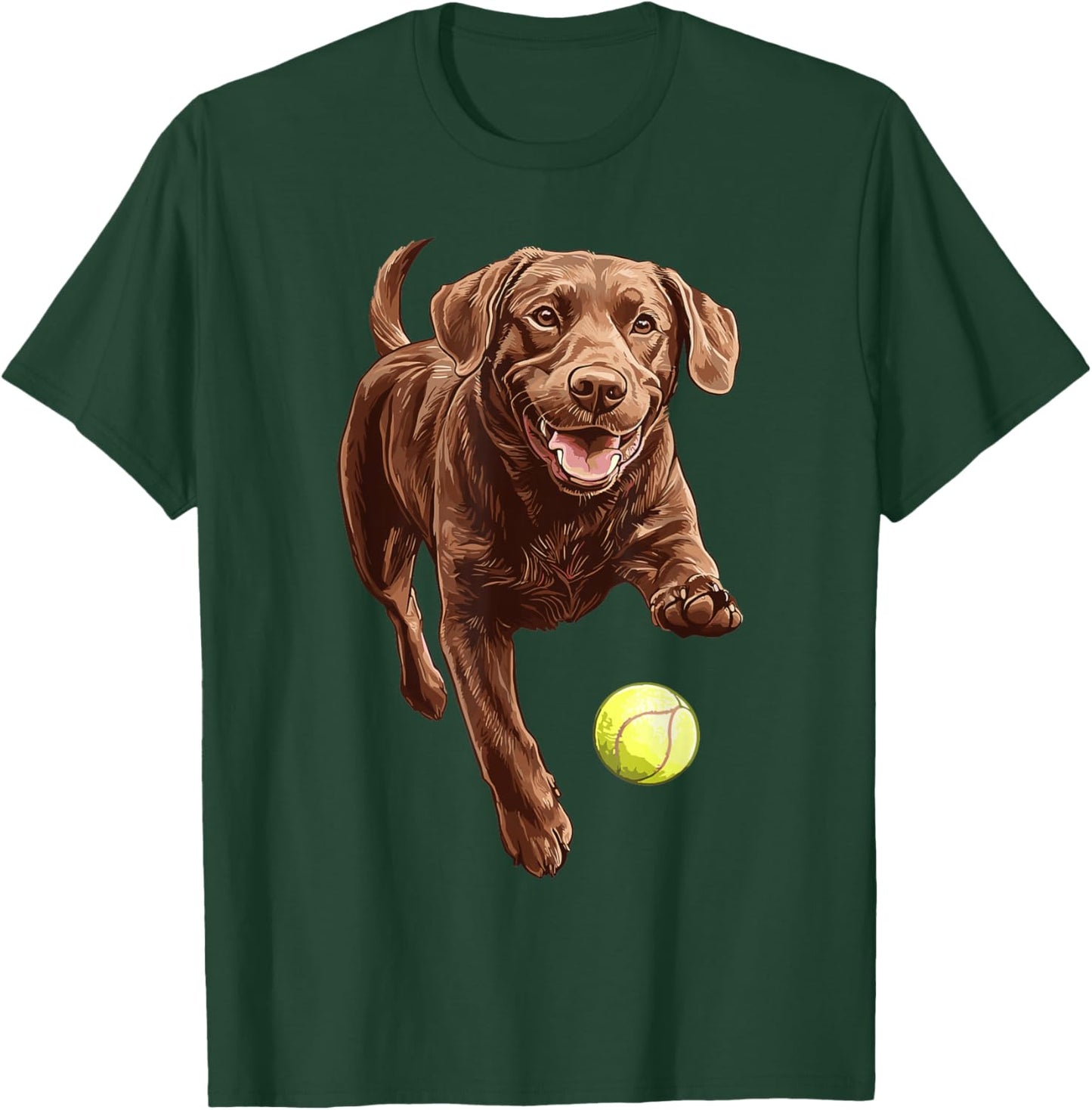 Brown Labrador chasing ball T-Shirt - T-Shirt | Forest