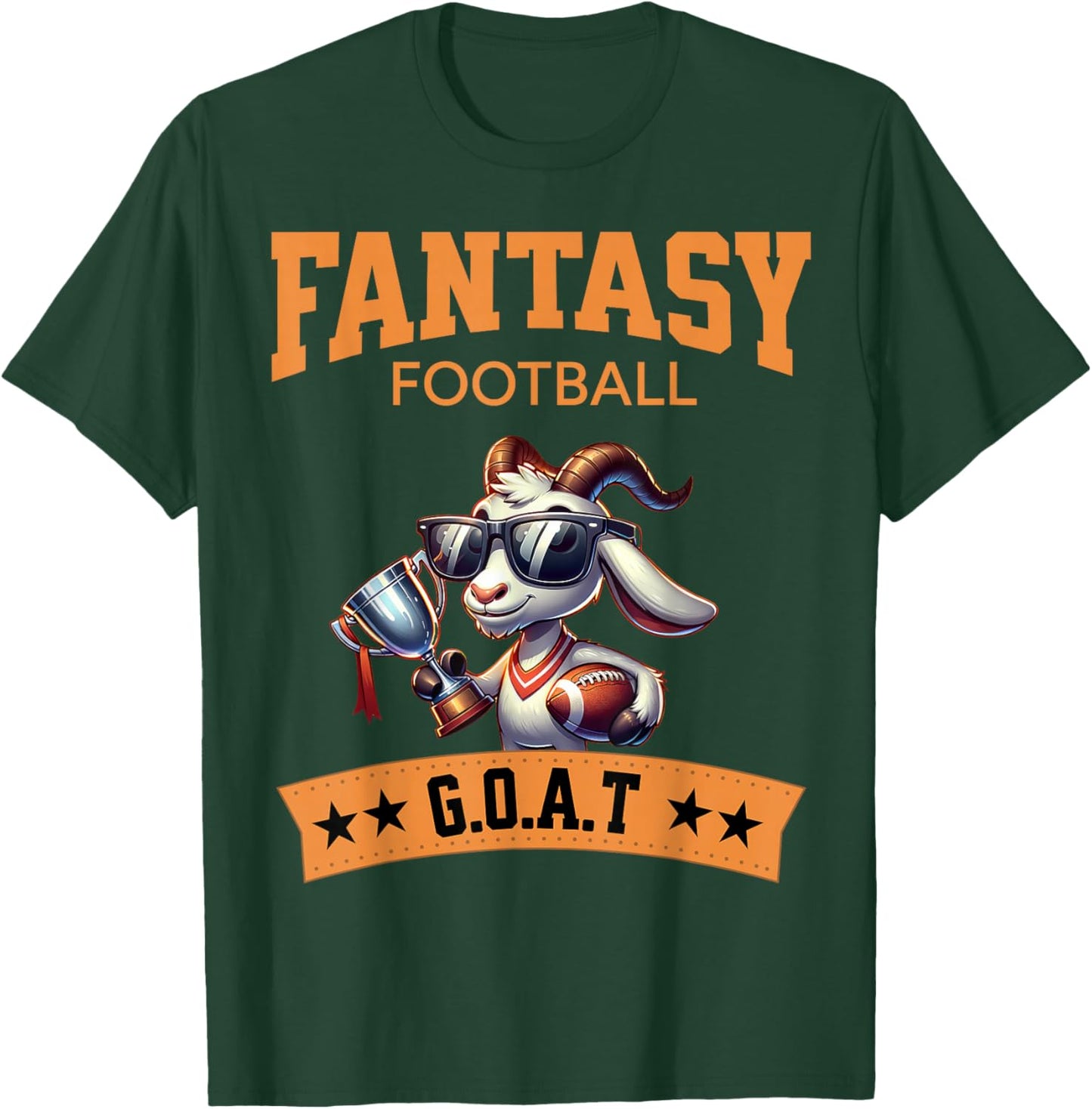Funny Fantasy Football Champion Goat , Small T-Shirt - T-Shirt | Forest
