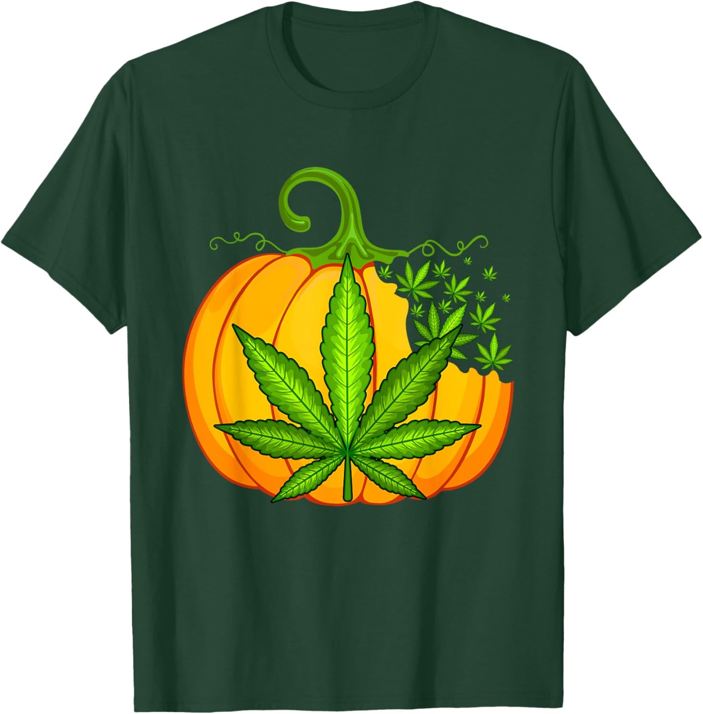 Funny Thanksgiving Halloween Weed Marijuana Pumpkin T-Shirt - T-Shirt | Forest