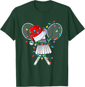 Christmas Badminton Xmas Santa Sports Hat Kids T-Shirt - T-Shirt | Forest