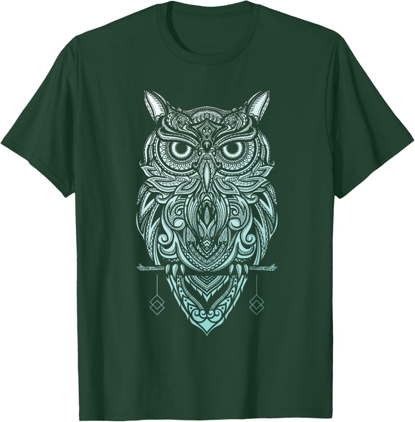 Owl Shirt - Bohemian Henna Style Owls, Boho Owl T-Shirt - T-Shirt | Forest