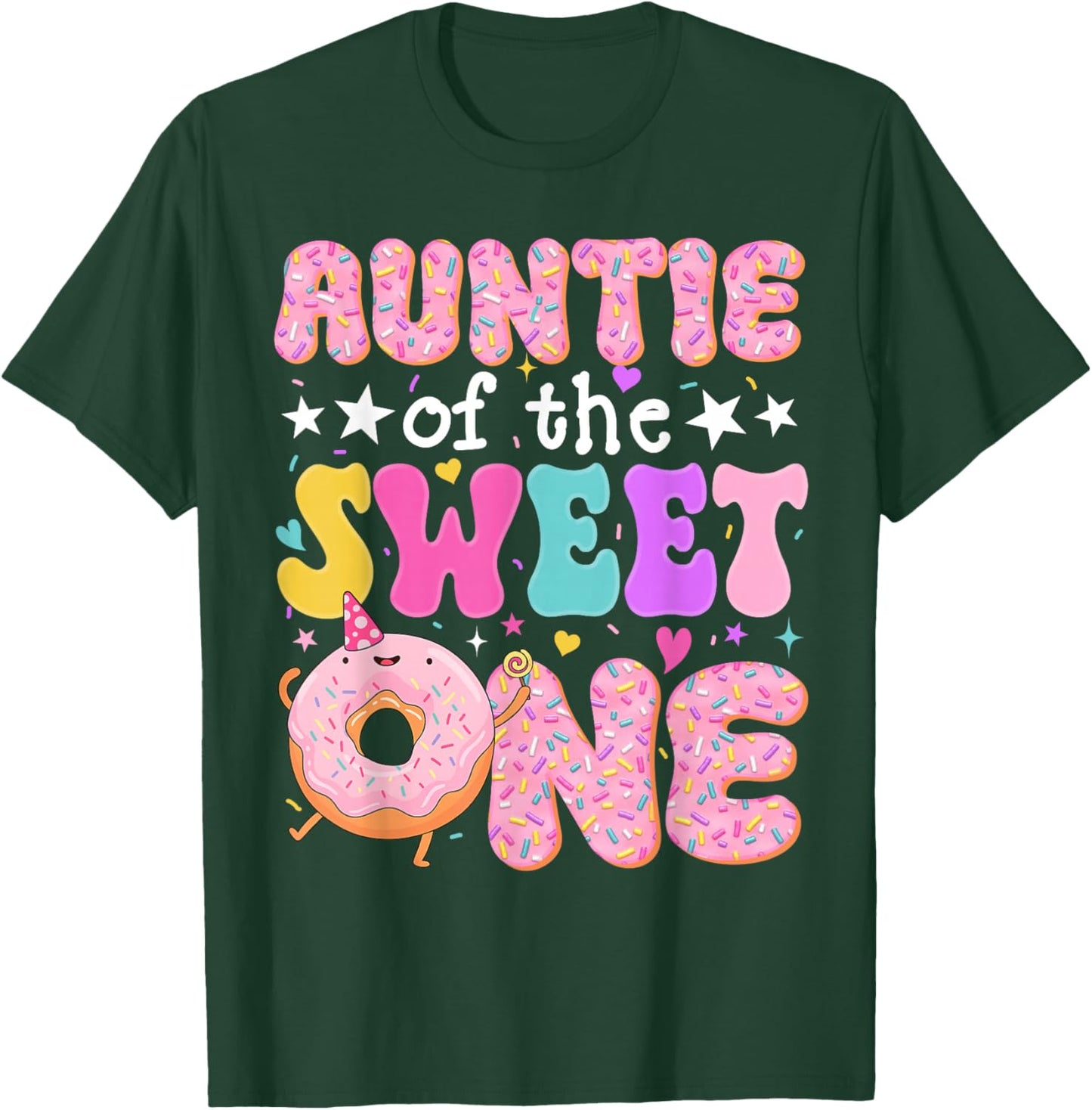 Auntie of The Sweet One 1st Birthday Donut Bday Party T-Shirt - T-Shirt | Forest
