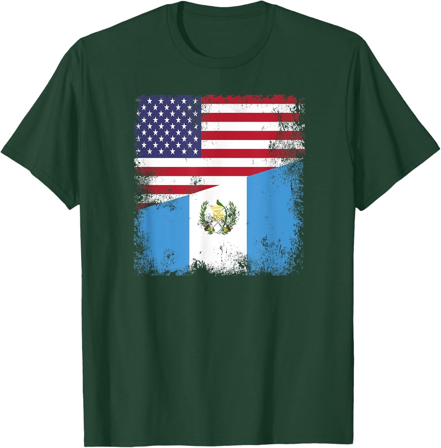Half Guatemalan Flag | Vintage Guatemala USA Gift T-Shirt - T-Shirt | Forest